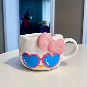 Hello Kitty White Mug with Pink Bow and Blue Sunglasses